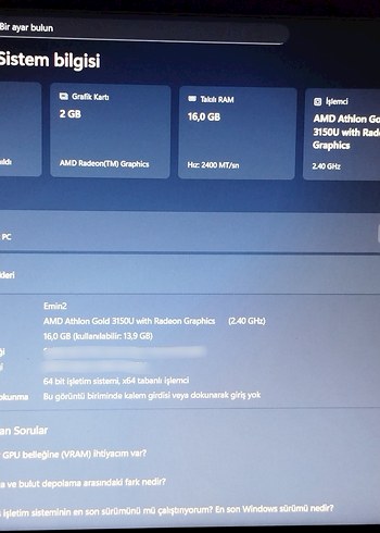 HP 255 G8 256GB/16GB TEMİZ LAPTOP - Görsel 11