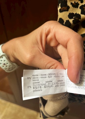 m Beden Kahverengi Leopar Desenli Mini Elbise