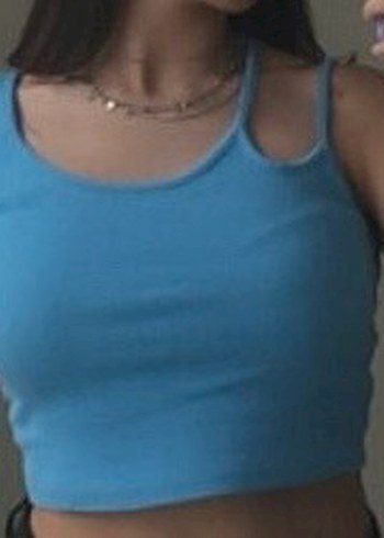 DeFacto | M beden asimetrik mavi crop - Görsel 2