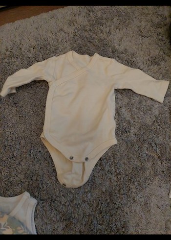3 Ay Beden beyaz Renk Beyaz Uzun Kollu Pamuklu Bebek Body 3 ü bir arada 1_3 aylık