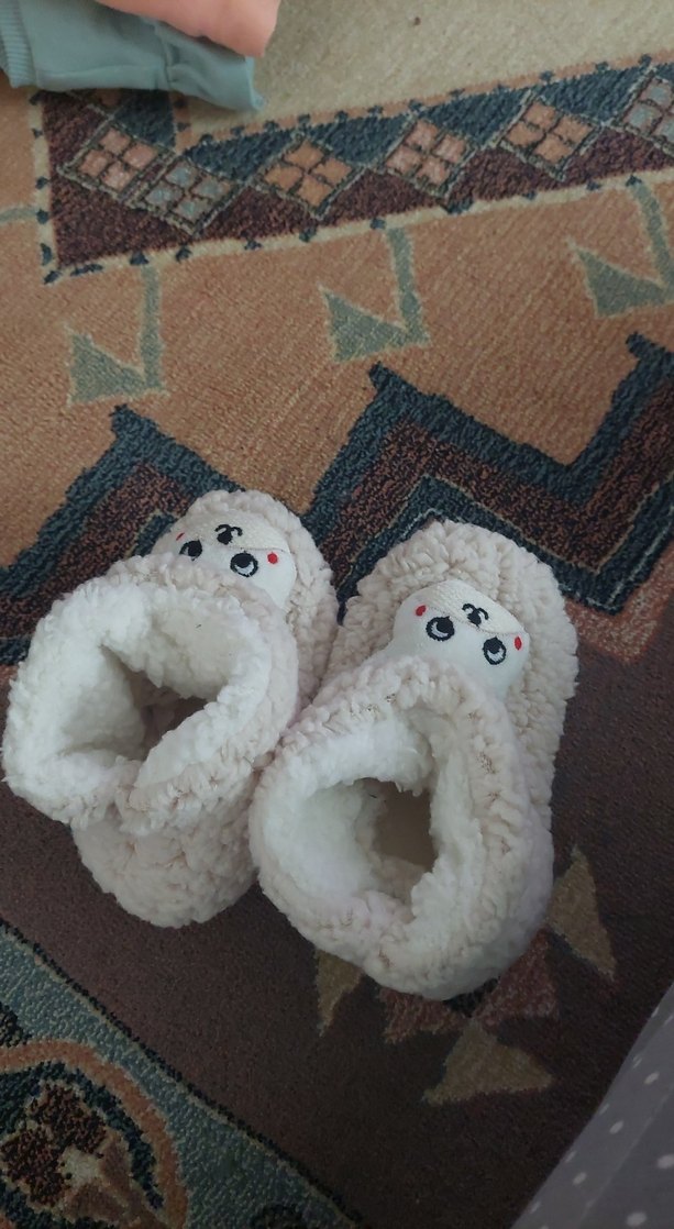 Kızlar için Beyaz Kürklü Sıcak Ev Terliği - Görsel 3