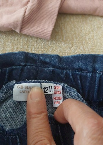 Uzun Kollu Pembe Üst ve Lacivert Pantolon Bebek Takımı - Görsel 2