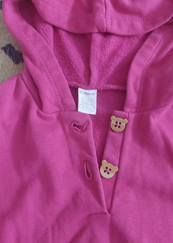 Düğmeli Pembe Bebek Kız Takımı - Görsel 2