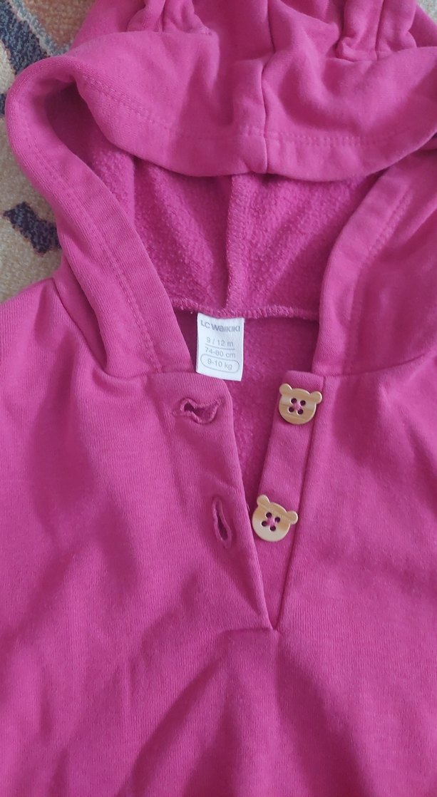 Düğmeli Pembe Bebek Kız Takımı - Görsel 2