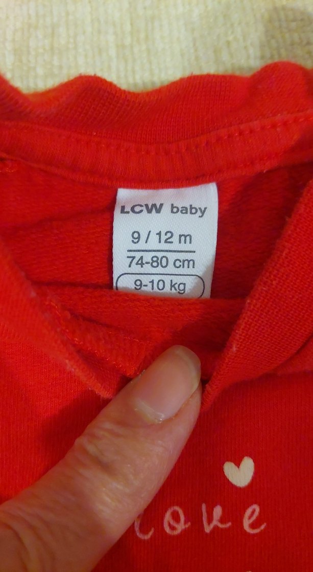 Kırmızı Bebek Takımı, Uzun Kollu, Düğmeli - Görsel 2