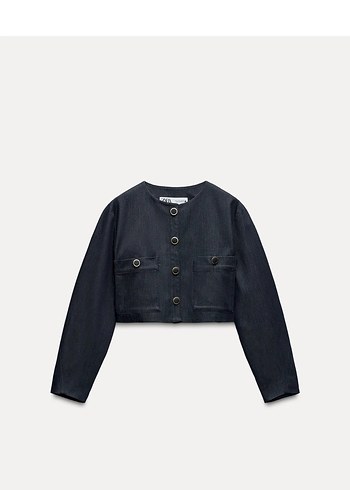 Zara Düğmeli Kısa Kesim Kadın Kot Ceket