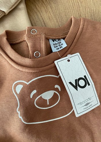 2 ADET Erkek Çocuk Kahverengi Uzun Kollu Sweatshirt - Görsel 2