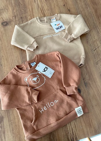 2 ADET Erkek Çocuk Kahverengi Uzun Kollu Sweatshirt - Görsel 6