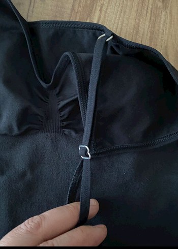 Siyah Kadın Mini İp Askılı Tulum - Görsel 3