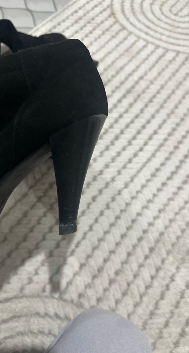 Siyah Süet Topuklu Dizüstü Çizme - Görsel 5