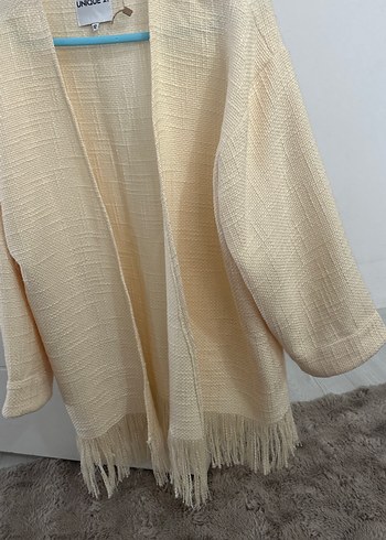 Bej Kadın Örgü Salaş Midi Hırka - Görsel 4