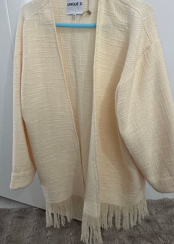 Bej Kadın Örgü Salaş Midi Hırka - Görsel 2