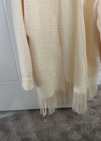 Bej Kadın Örgü Salaş Midi Hırka - Görsel 3