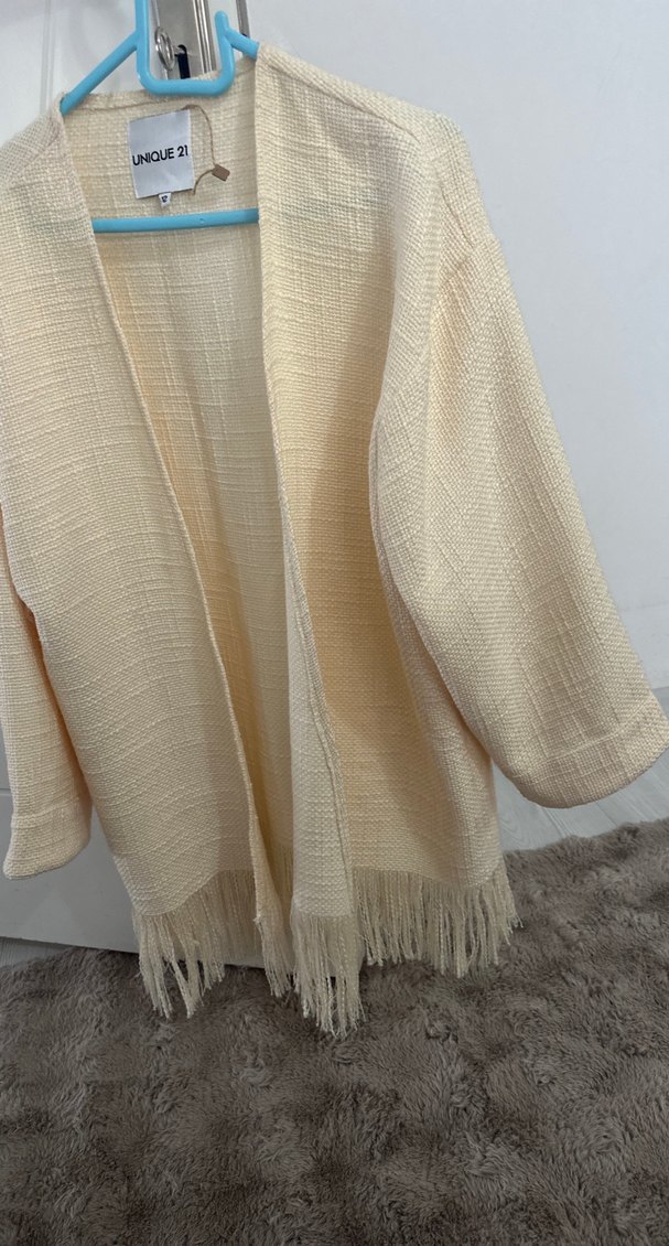 Bej Kadın Örgü Salaş Midi Hırka - Görsel 4