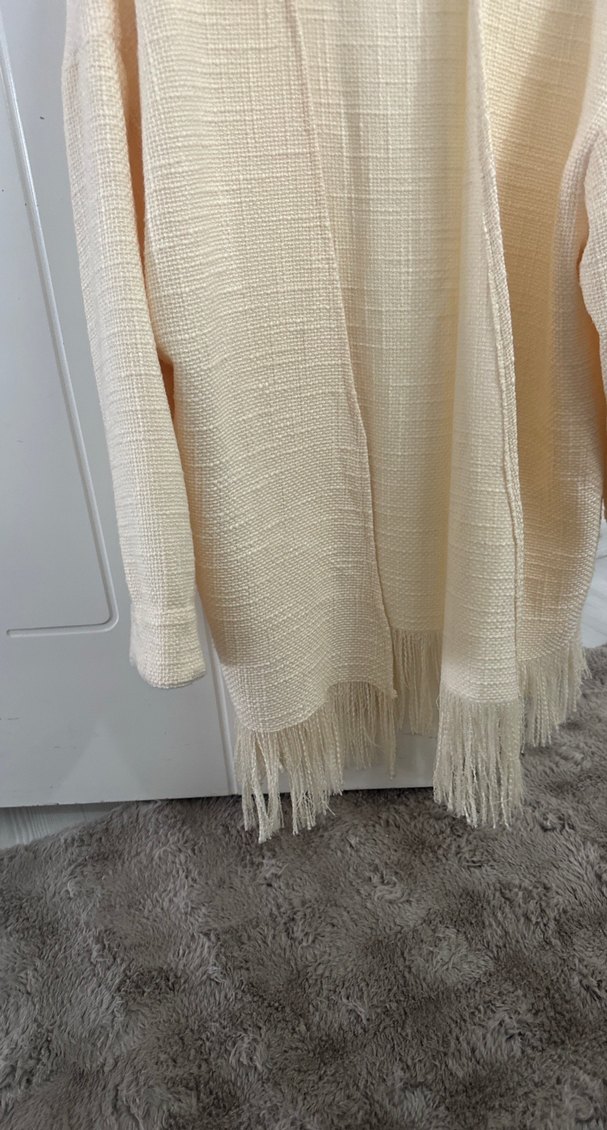 Bej Kadın Örgü Salaş Midi Hırka - Görsel 3