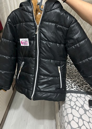 Kız Çocuk Siyah Kürklü Sokak Tarzı Mont