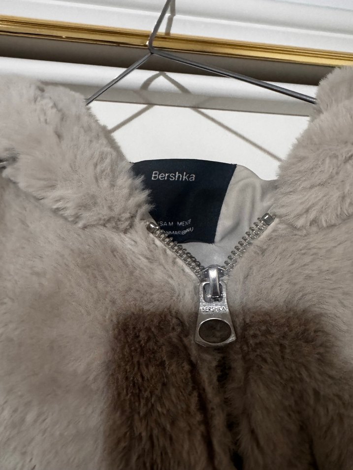 Gri Peluş Kadın Ceket Kapüşonlu - Görsel 2