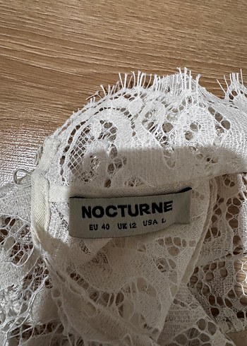 Nocturne Dantel Detaylı Beyaz Bohem Bluz - Görsel 3