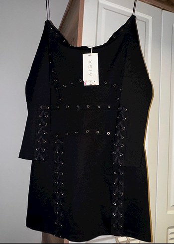 Aisa Düğmeli Siyah Gotik Midi Elbise - Görsel 2