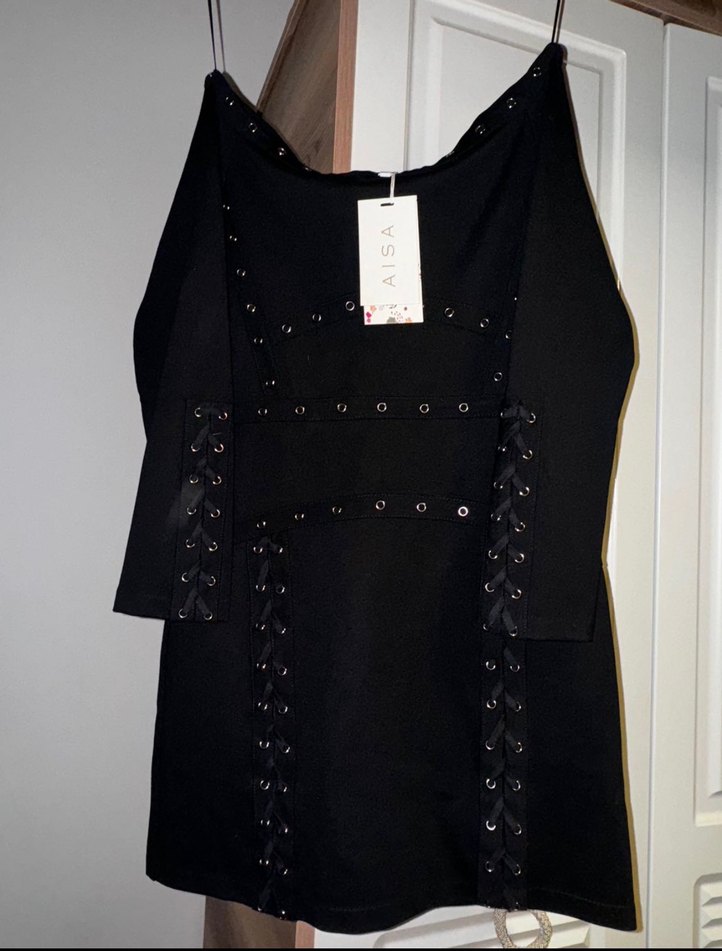 Aisa Düğmeli Siyah Gotik Midi Elbise - Görsel 3