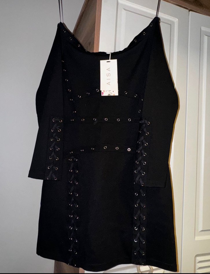 Aisa Düğmeli Siyah Gotik Midi Elbise - Görsel 2