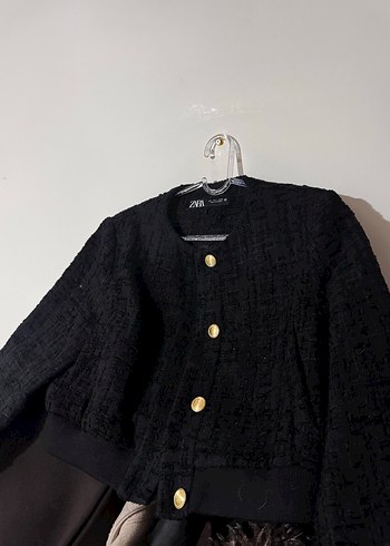 Düğmeli Siyah Midi Keten Kadın Ceket - Görsel 2