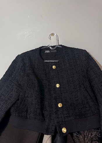 Düğmeli Siyah Midi Keten Kadın Ceket - Görsel 3