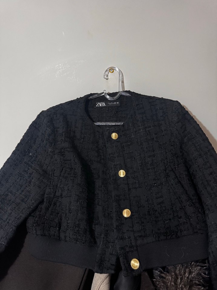 Düğmeli Siyah Midi Keten Kadın Ceket - Görsel 3