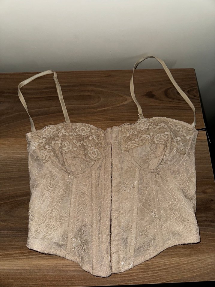 dilvin Bej Dantel İşlemeli Straplez Büstiyer - Görsel 3