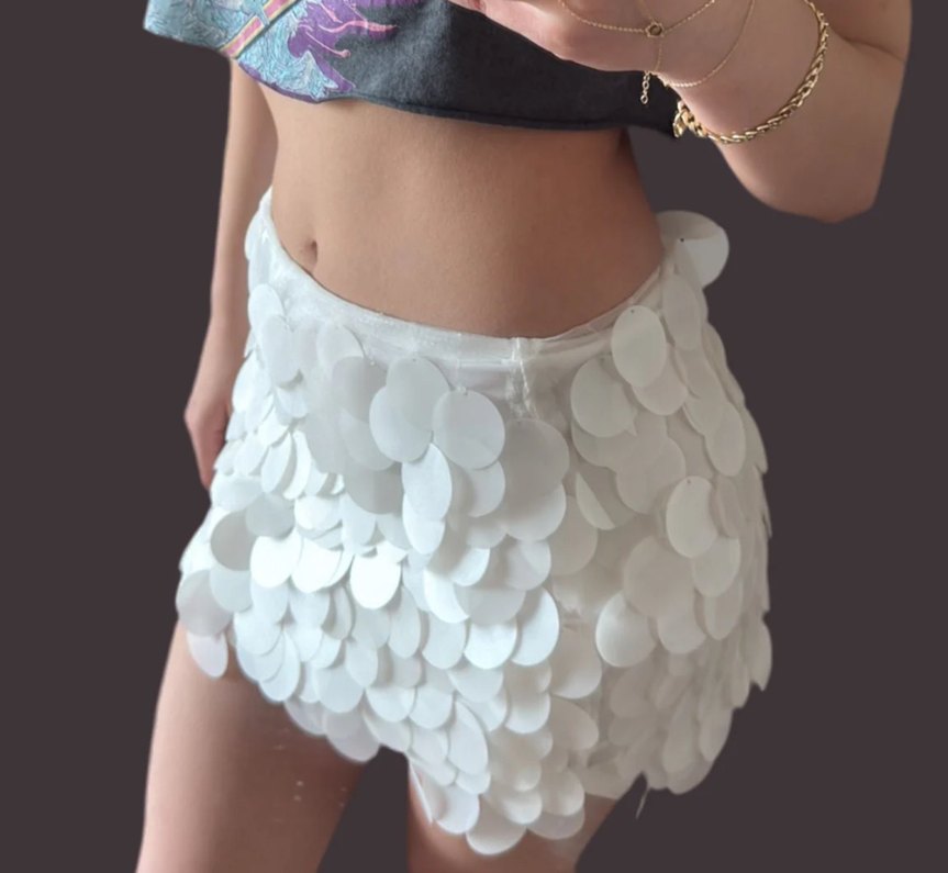 Beyaz Mini Etek, Fırfırlı - Görsel 3