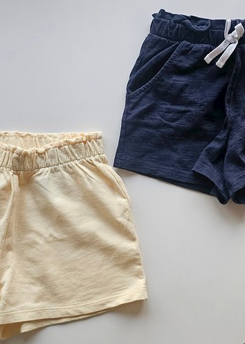 Oakïdi ve H&M Kiz Çocuk Sari ve Lacivert Pamuklu Rahat Şort