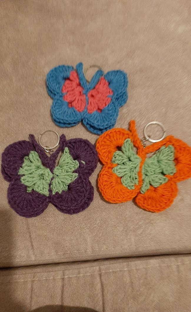 Renkli Örgü Hoş Dikkat Çekici Kelebek Anahtarlık Seti - Görsel 4
