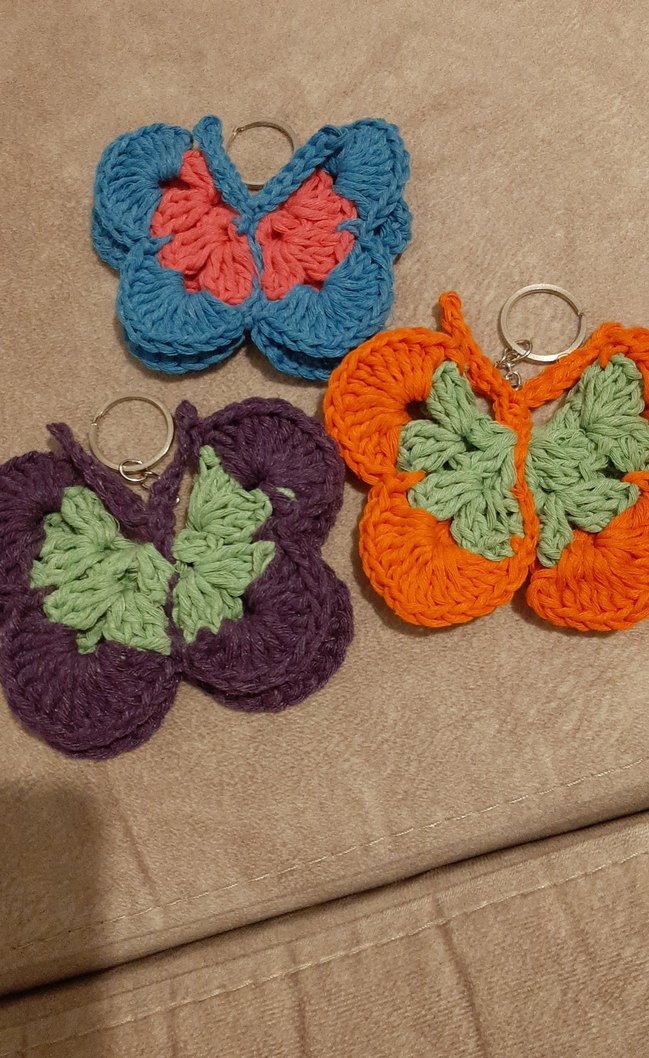 Renkli Örgü Hoş Dikkat Çekici Kelebek Anahtarlık Seti - Görsel 2