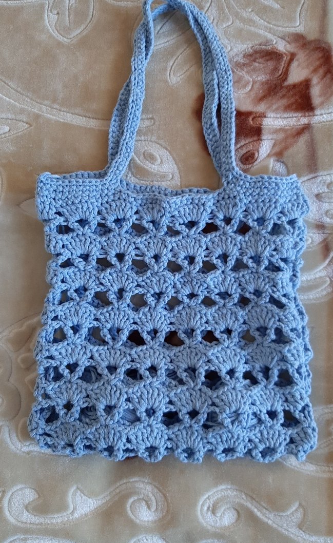 Mavi  Örgü  Desenli Kadın Çantası - Görsel 4