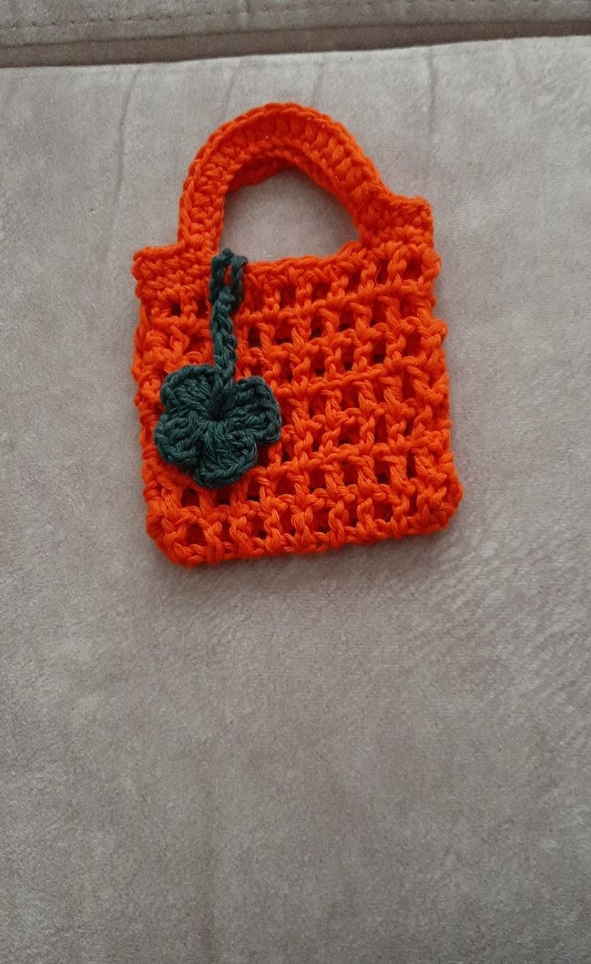 Turuncu Örgü Hediyelik Minik   Çanta Çocuklar  sevinsin - Görsel 2