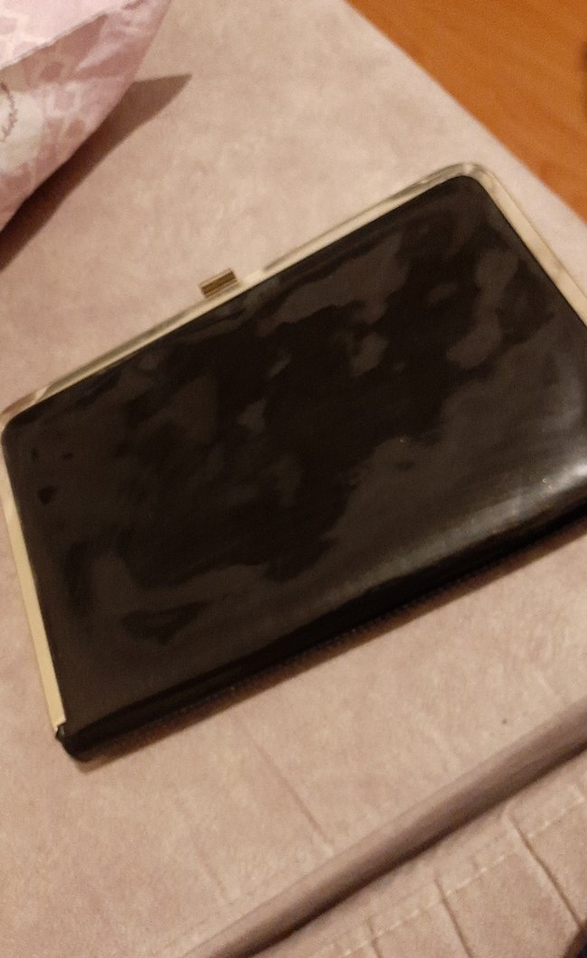 Siyah Parlak Deri Vintage Kadın Portföy Çanta - Görsel 2