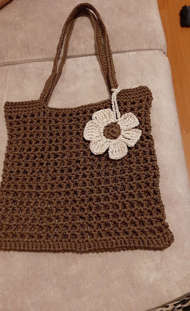 El emegi göz nuru kahverengi Örgü Bohem Kadın Çanta - Görsel 2