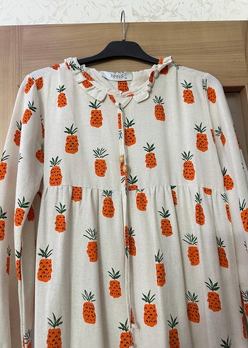 Turuncu Desenli Uzun Bohem Elbise - Görsel 2