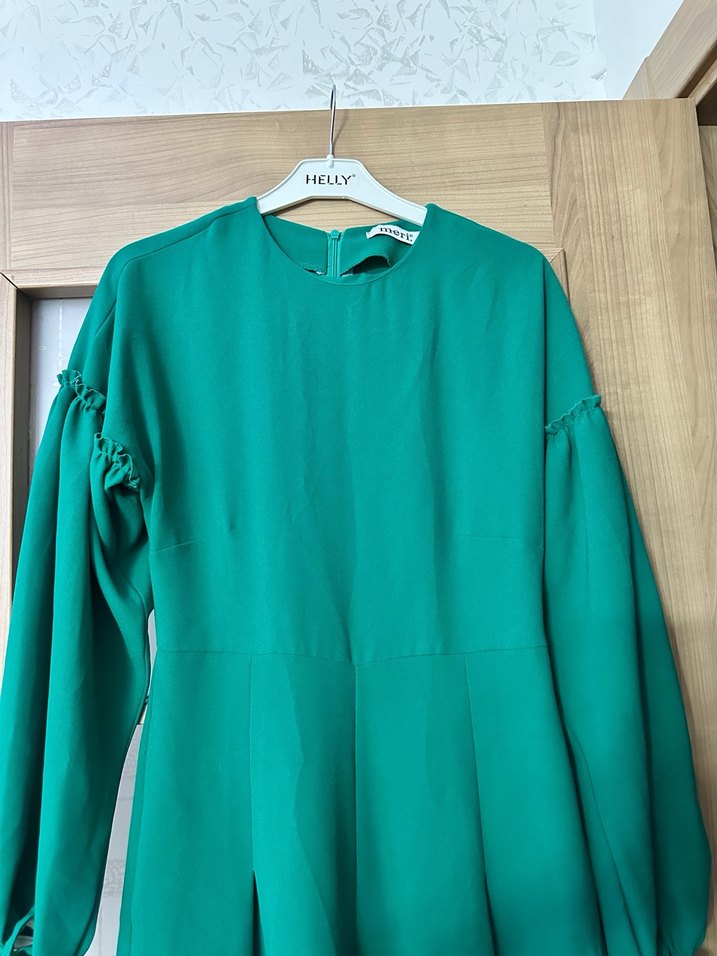 Yeşil Uzun Kollu Salaş Kadın tulum - Görsel 2