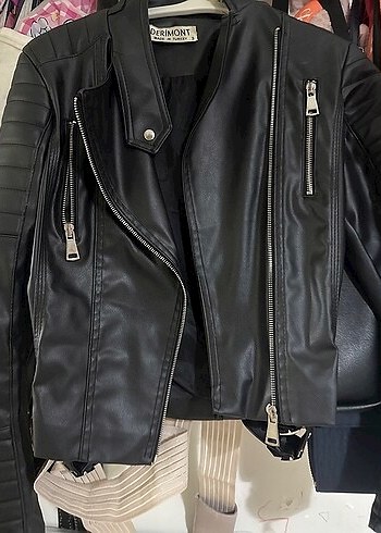 Siyah Biker Deri Ceket - Görsel 2