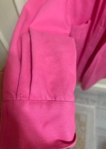 Düğmeli Pembe Kadın Gömlek/ceket - Görsel 2