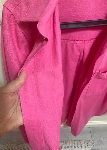 Düğmeli Pembe Kadın Gömlek/ceket - Görsel 3