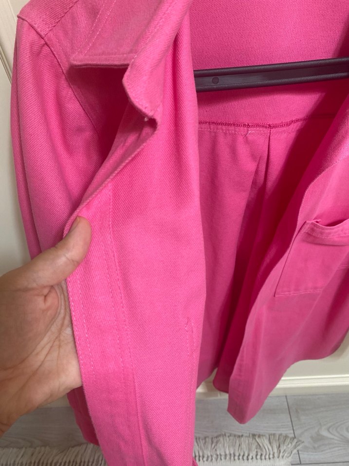 Düğmeli Pembe Kadın Gömlek/ceket - Görsel 3