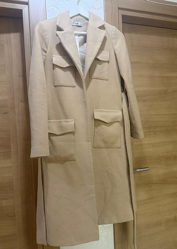 Bej Düğmeli Midi Kadın Kaban - Görsel 2