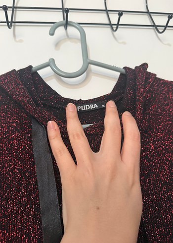 s Beden bordo Renk Bordo Kapüşonlu Örme Kadın Sweatshirt