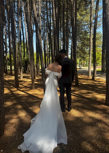 Modern Klasik Straplez Beyaz Gelinlik - Görsel 3