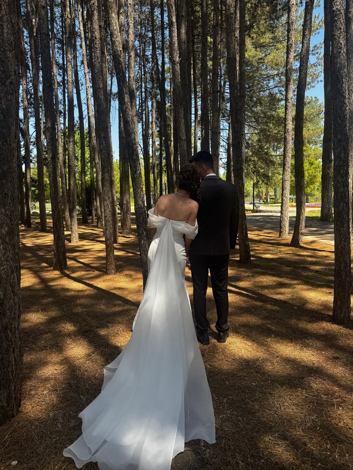 Modern Klasik Straplez Beyaz Gelinlik - Görsel 3