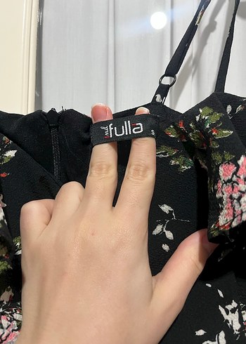 Siyah Çiçek Desenli Mini Elbise - Görsel 2