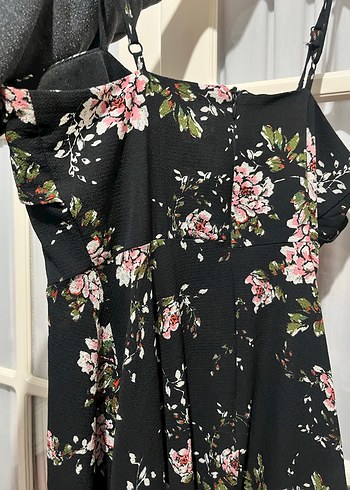 Siyah Çiçek Desenli Mini Elbise - Görsel 7