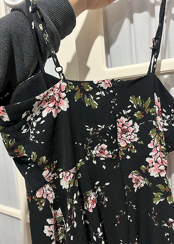 Siyah Çiçek Desenli Mini Elbise - Görsel 6